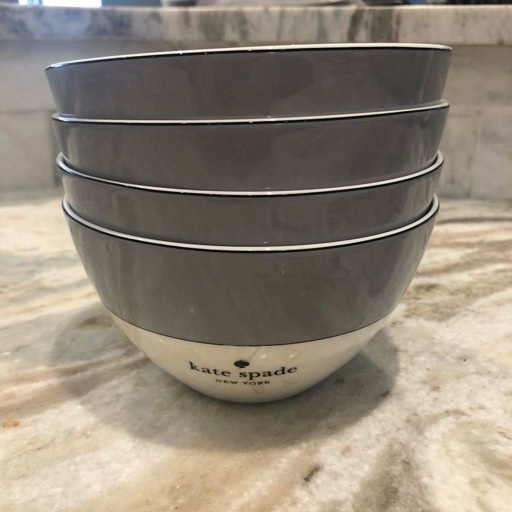 Kate Spade ♠️ Lenox China Rutherford Grey Bowls 4 - Picture 1 of 4